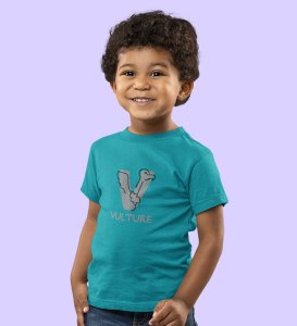 Vulture, Boys Round Neck Printed Blended Cotton Tshirt (Teal)