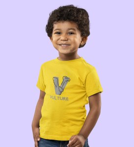 Vulture, Boys Round Neck Printed Blended Cotton Tshirt (Yellow)