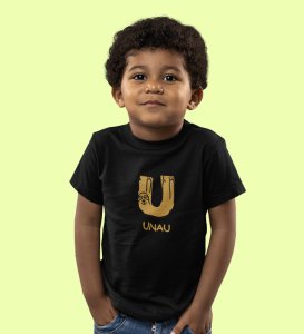 Ugly Unau, Boys Cotton Text Print Tshirt (Black) 