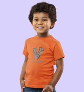 Vulture, Boys Round Neck Printed Blended Cotton Tshirt (Orange)