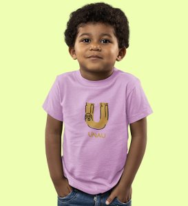 Ugly Unau, Boys Cotton Text Print Tshirt (Purple) 