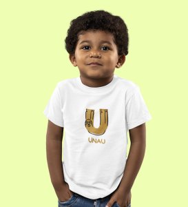 Ugly Unau, Boys Cotton Text Print Tshirt (White) 