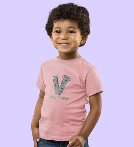 Vulture, Boys Round Neck Printed Blended Cotton Tshirt (Baby pink)