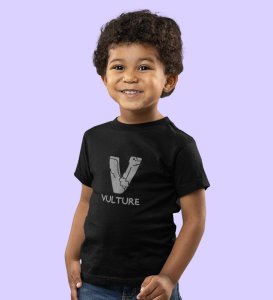 Vulture, Boys Round Neck Printed Blended Cotton Tshirt (Black)