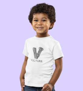 Vulture, Boys Round Neck Printed Blended Cotton Tshirt (White)