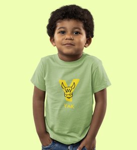 Yellow Yak, Printed Cotton Tshirt (Olive) for Boys