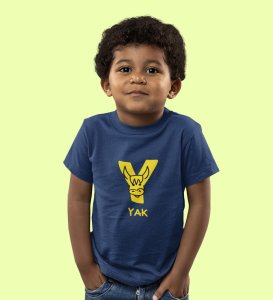 Yellow Yak, Printed Cotton Tshirt (Navy blue) for Boys