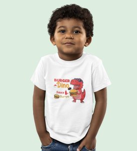 Foodie Dino, Boys Cotton Text Print T-Shirt 
