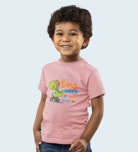 Dino Rider, Boys Round Neck Printed Blended Cotton Tshirt
