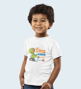Dino Rider, Boys Round Neck Printed Blended Cotton Tshirt