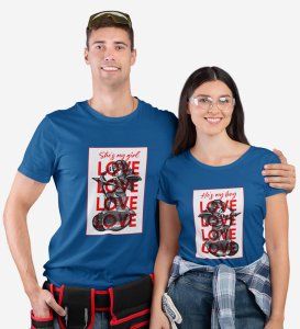 He's My Boy/She's My Girl Printed Couple (blue) T-shirts For Couples