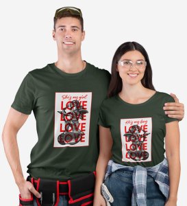 He's My Boy/She's My Girl Printed Couple (green) T-shirts For Couples
