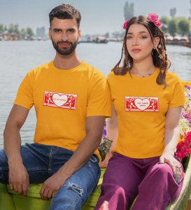 Mr No Reaction/ Mrs Kalesh Queen Printed Couple (Yellow) T-shirts