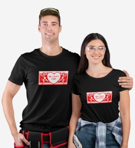 Mr Cares Too Much/ Mrs I Don't Care, Printed (Black) T-shirts For Couple