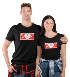 Mr Goofy/Mrs Well-Dressed Printed Couple (Black) T-shirts