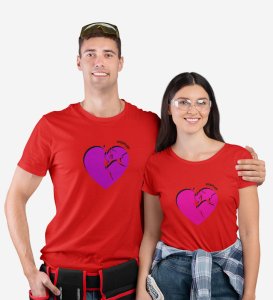 HeartBreaks Printed (Red) T-shirts For Couple