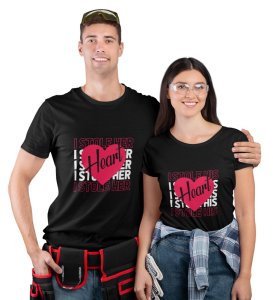 We Stole Each Other's Heart Printed Couple (Black) T-shirts