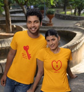 Only You Can Unlock Me Printed Couple (Yellow) T-shirts