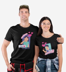 We Are A Perfect Match Couple Print (Black) T-shirts