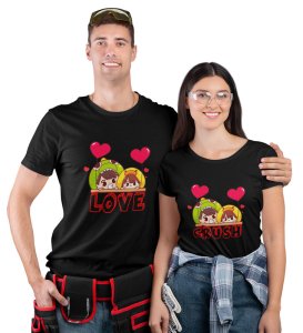 My Crush Is My Love Cutest Printed (Black) T-shirts For Couples