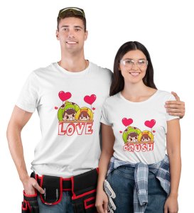 My Crush Is My Love Cutest Printed (White) T-shirts For Couples