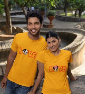 Lover's Point Printed (Yellow) T-shirts For Couple