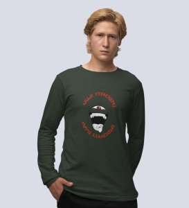 Monster Itadori, Printed Cotton Green Full Sleeves Tshirt For Mens and Boys